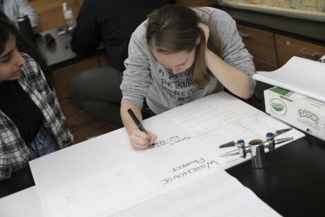 Student puts final touches on presentation