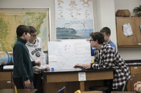 Adviser help ACE students as they prepare final presentations