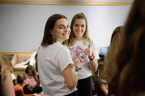 sororities gather to show their dance moves in the marlo room