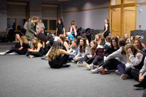 sororities gather to show their dance moves in the marlo room