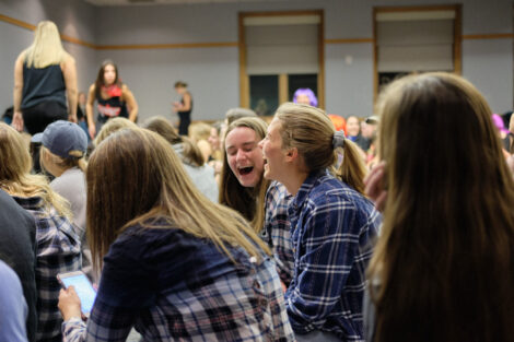 sororities gather to show their dance moves in the marlo room
