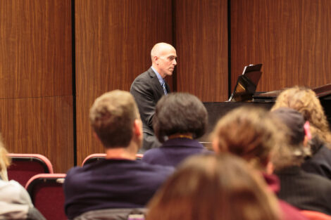Students perform at the honors recital for students taking lessons