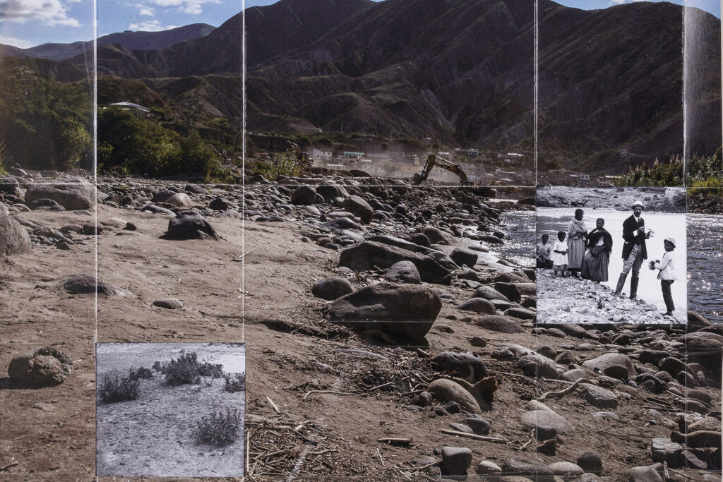 Karina Aguilera Skvirsky's photograph blended with an historical image