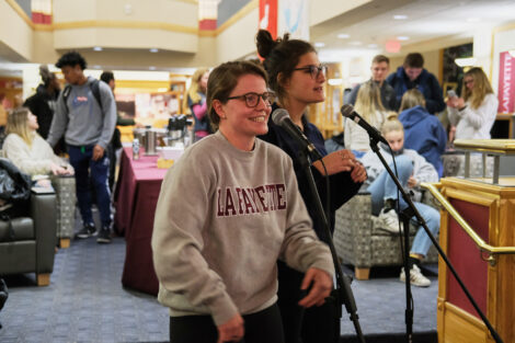 Students sing karaoke in farinon