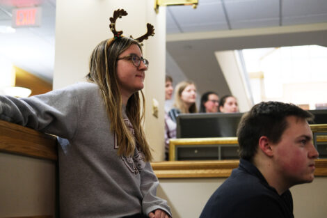 Students sing karaoke in farinon