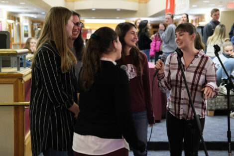 Students sing karaoke in farinon