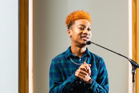 Tyler Cook ’21, president of ABC, speaks at the Martin Luther King Jr. luncheon.