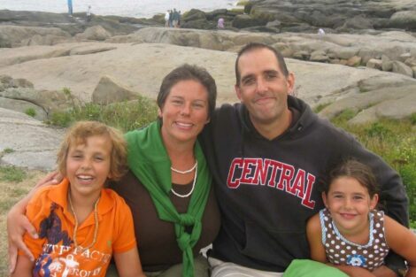 Susan and Tom Heard ’91, with their late son David and daughter. The annual Brave the Shave event is to honor David's legacy.