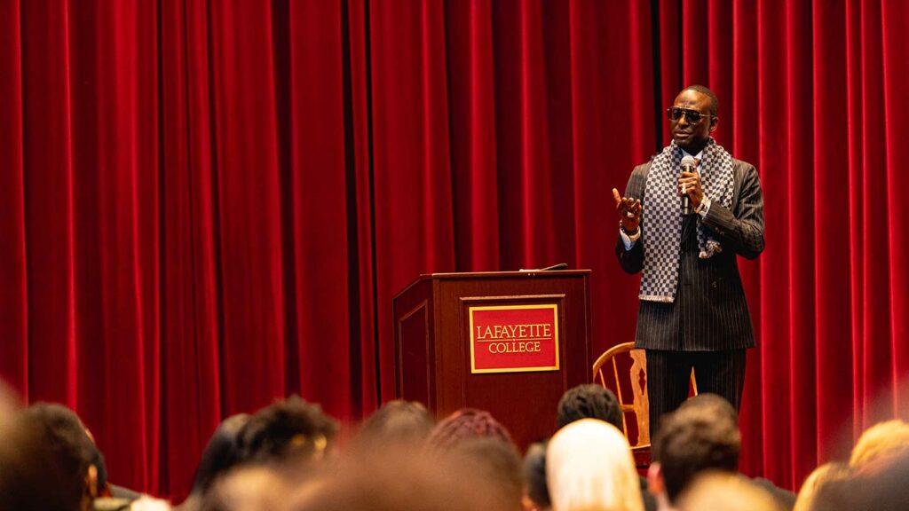 Yusef Salaam spoke to a packed audience in Colton Chapel for Black Heritage Month