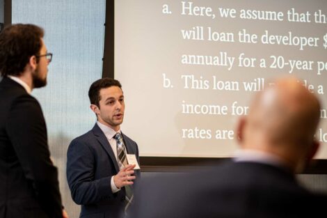 Student presents ideas to judges