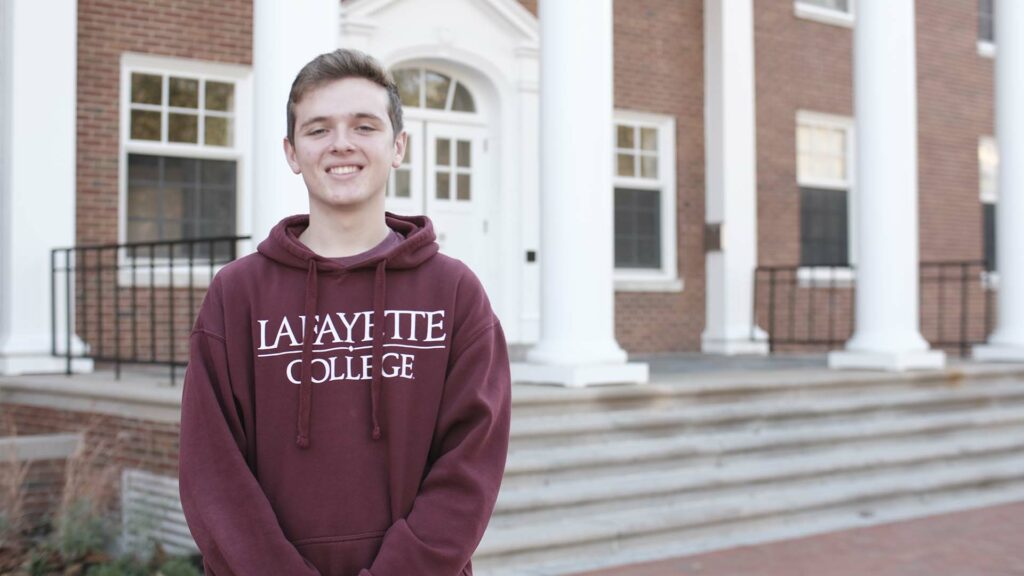 Joseph Noreika ’22 stands outside South Hall