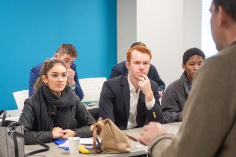 Students listen intently