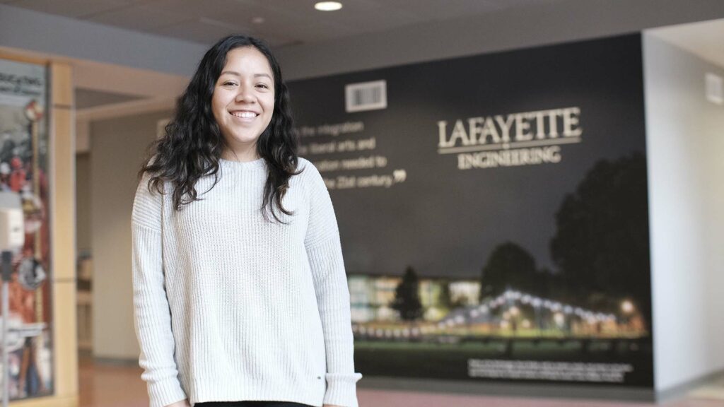 Liszeth Rodriguez-Meza ’21 stands in Acopian Engineering