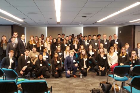 Group of students pose for NYC career track