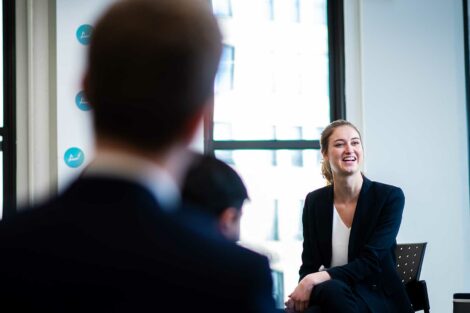 An alum speaks to students