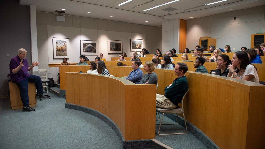 Sculptor Jim Sanborn speaks at the Williams Center