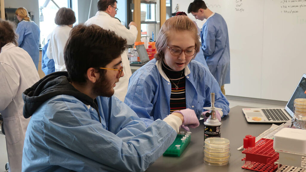 Students complete a lab in the SEA-PHAGES biology lab