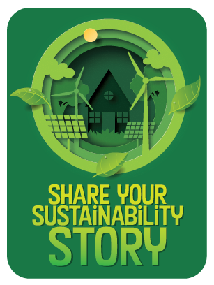 sustainability graphic that says "share your sustainability story"