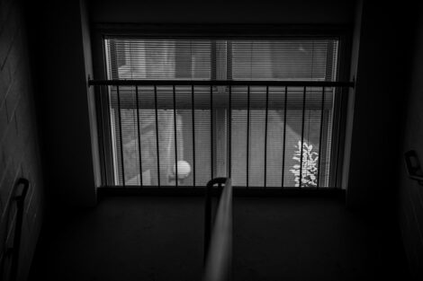 A window inside of Farinon College Center