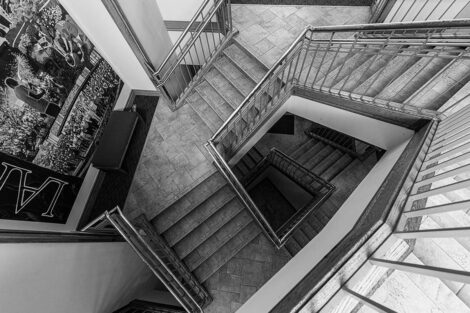 Staircase inside of Farinon College Center
