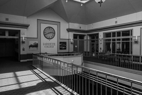 Clock inside of Farinon College Center