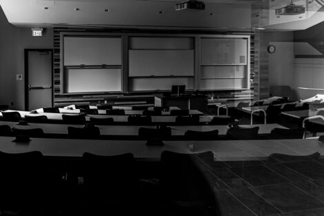 An empty classroom in Oechsle Center for Global Education