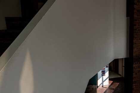 A staircase inside of the Williams Center for the Arts