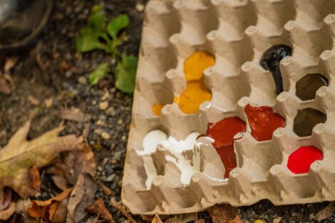 Paint in egg carton ready to be used