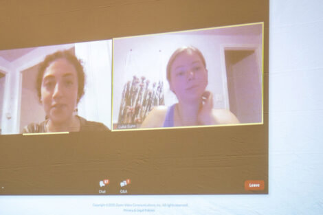 Students virtually tune in via Zoom to watch the Presidential debates.