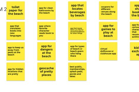 Page of ideas on post-it notes
