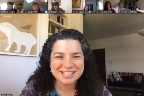 Sarah Shun-Lien Bynum on a Zoom call