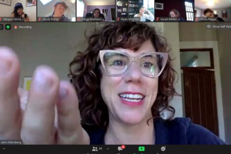 Jami Attenberg on a Zoom call
