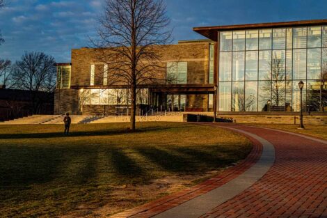 the sun shines on Skillman library