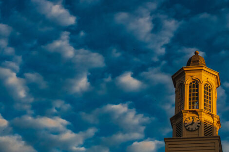 blue sky with Watson Hall