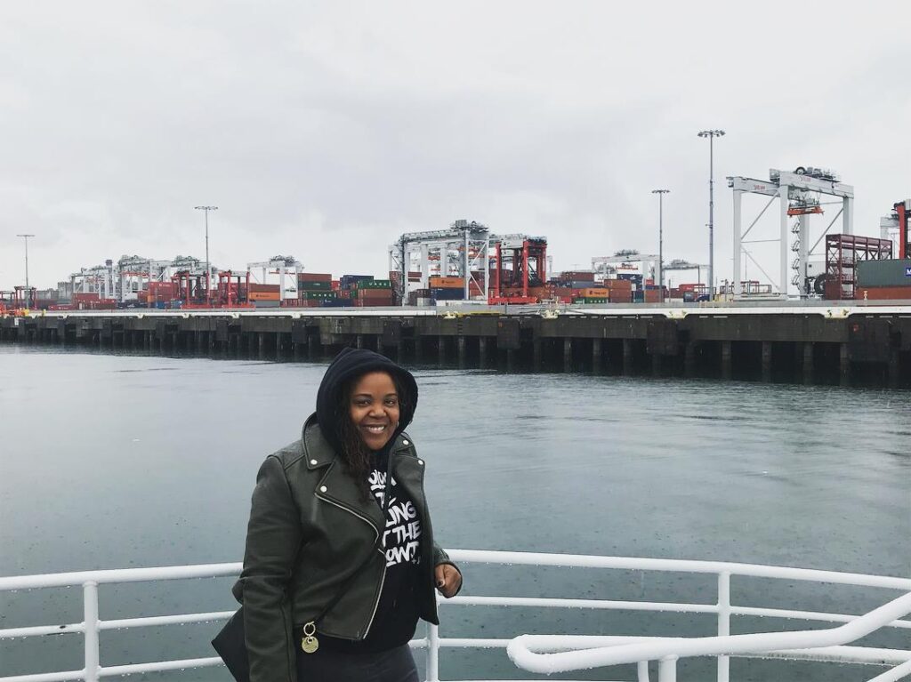 Brtiney McCoy '05 at Port of Los Angeles as part of her work at EPA.