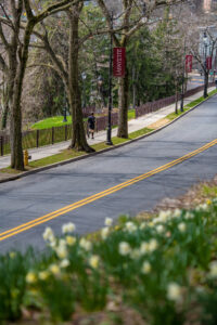 Projects that were part of the Travelways Improvement Plan made street crossings safer around campus, as shown at Cattel Street