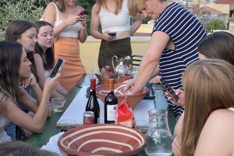 Study Abroad students make spanakopita in Greece, Summer 2021