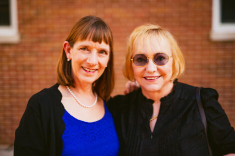 Alison Byerly with Patricia Donahue at Donahue-Garst Plaza dedication