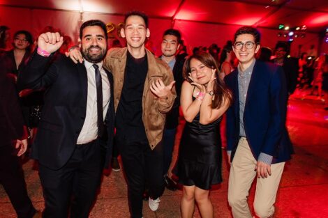 Seniors smile at Last Night celebration.