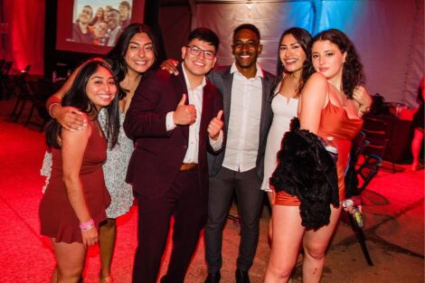 Seniors smile at Last Night celebration.