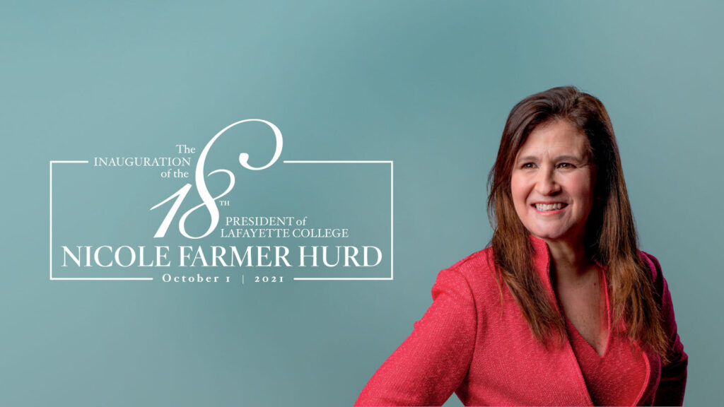 Inauguration logo alongside Nicole Hurd