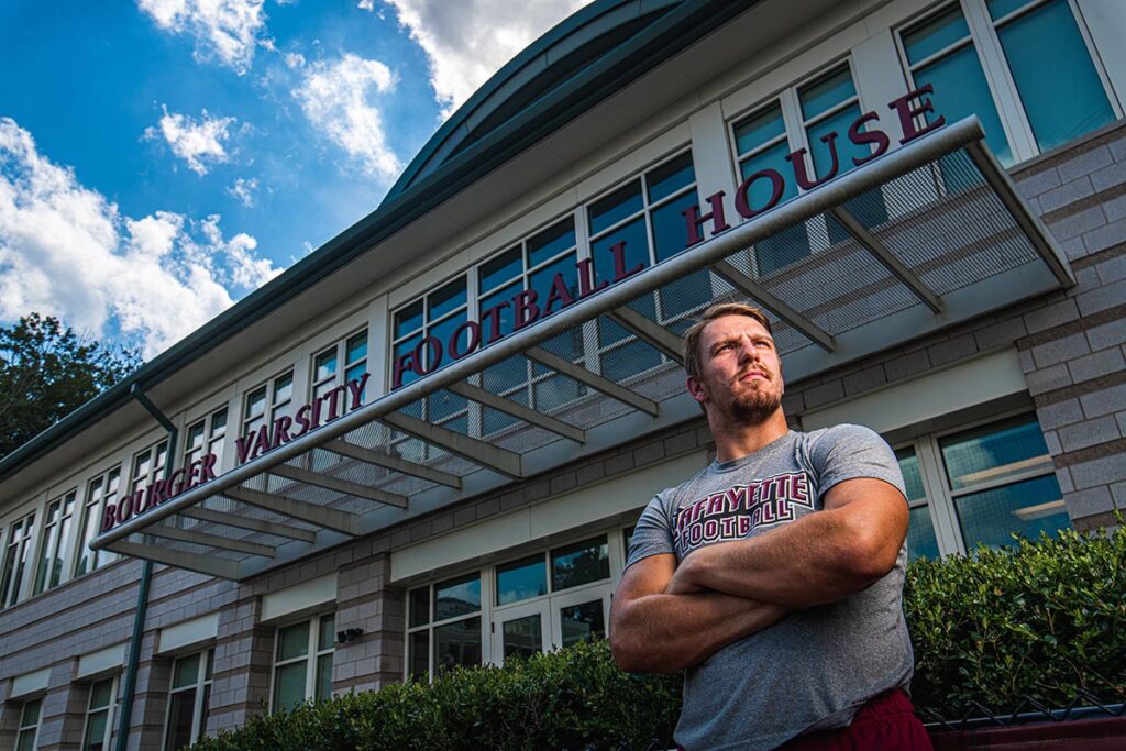 Major Jordan in front of Football House.