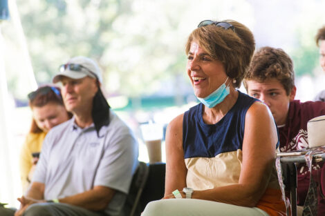Families listen to President Hurd's speech.