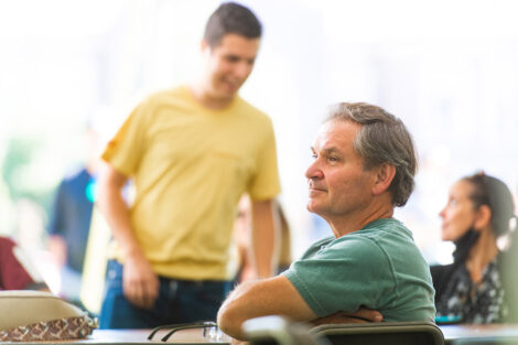Families listen to Nicole Hurd's speech.