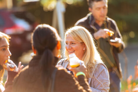 parents mingle outside