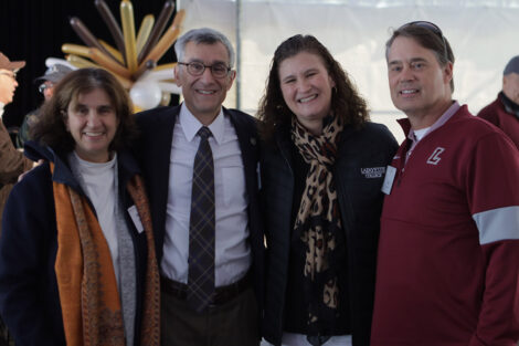 Joseph J. Helble and President Hurd smile with spouses