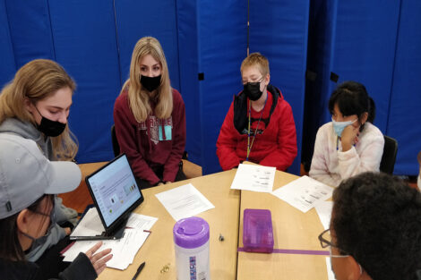 Leena Shevade's Civil Environmental Engineering students teach a water quality class as part of Connected Classrooms at Paxinosa Elementary School, Nov. 2021