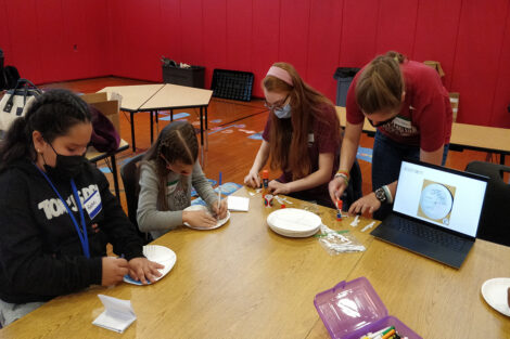 Leena Shevade's Civil Environmental Engineering students teach a water quality class as part of Connected Classrooms at Paxinosa Elementary School, Nov. 2021