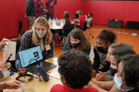 Leena Shevade's Civil Environmental Engineering students teach a water quality class as part of Connected Classrooms at Paxinosa Elementary School, Nov. 2021