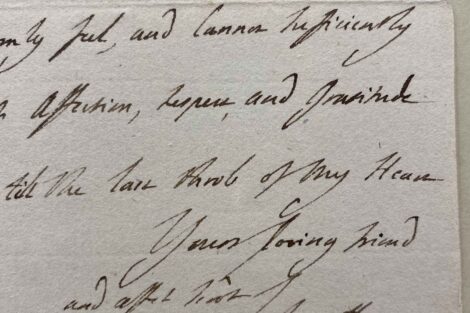 hand-written letter with script writing